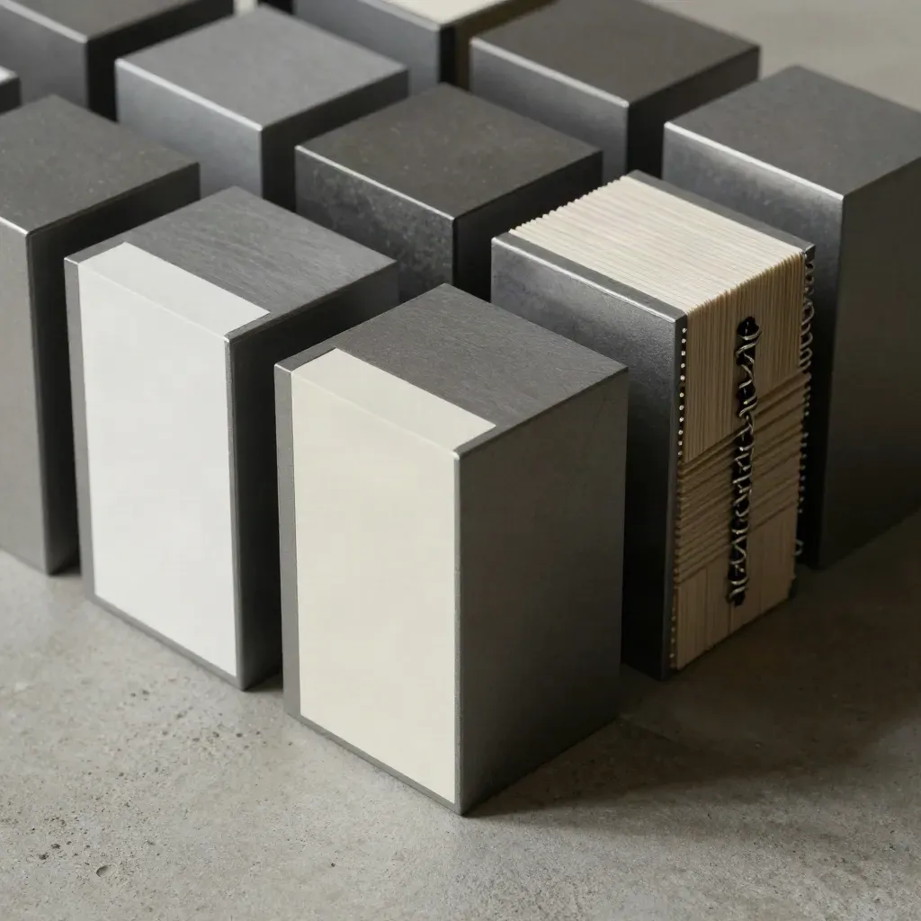 Blocos modulares e clipes sobre concreto, vistos de cima, com luz dramática.